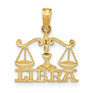 Million Charms 10k Yellow Gold Small LIBRA Zodiac Charm Pendant
